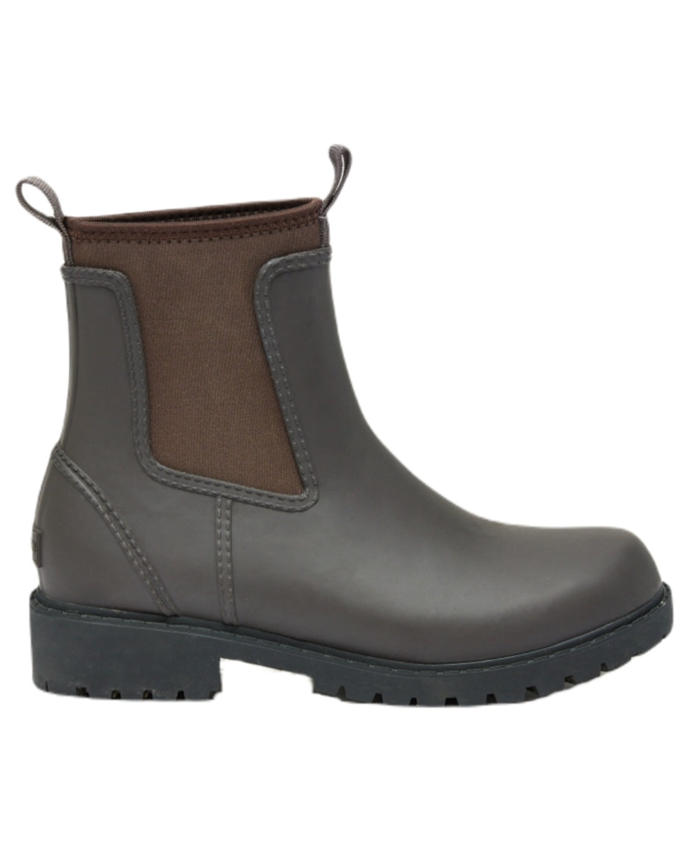 Chocolate Brown coloured Oakfield Womens Short Neoprene Lined Wellies on white background 