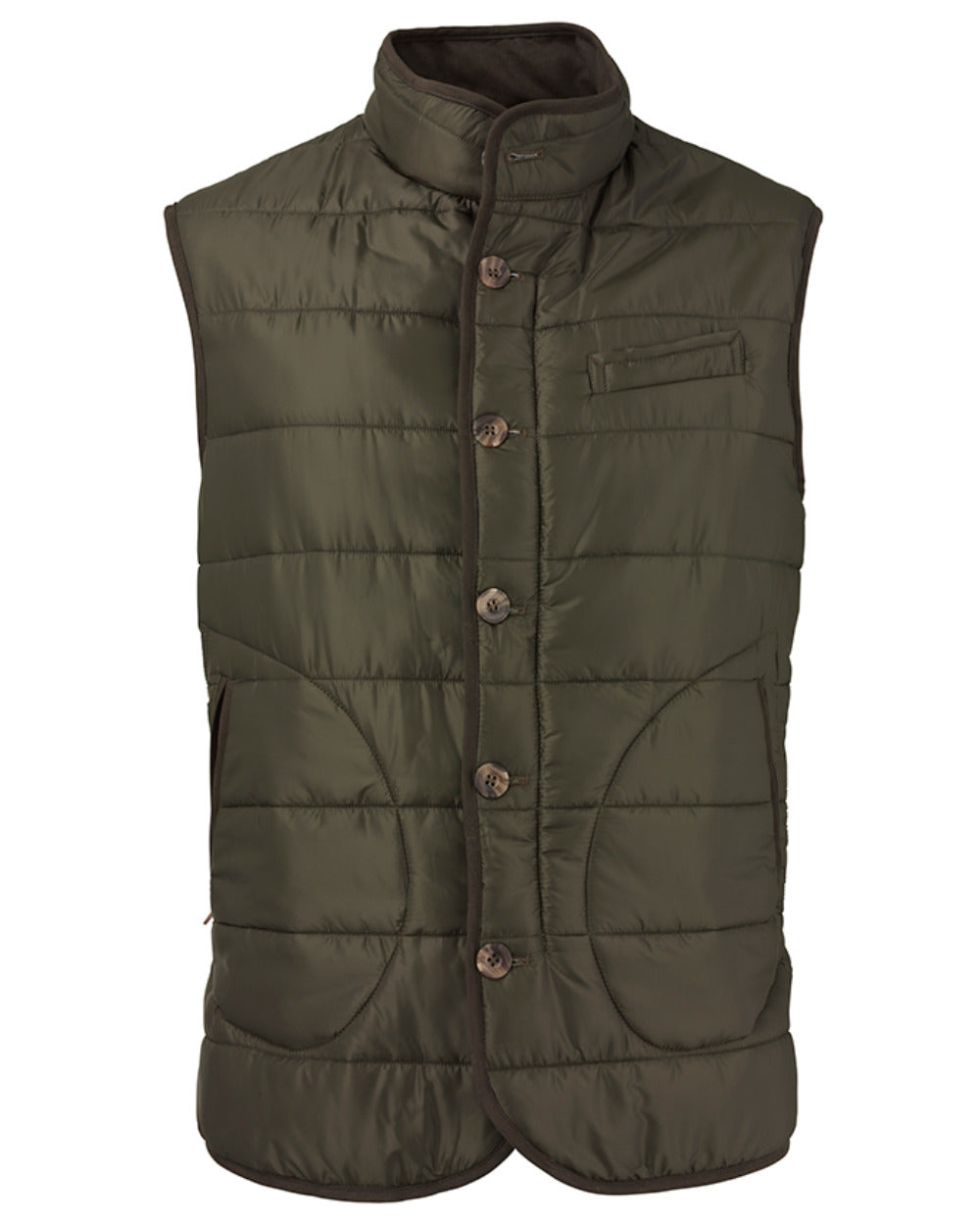 Olive Coloured Laksen Donnington Quilted Vest On A White Background