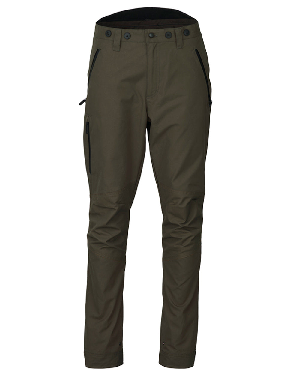 Olive Coloured Laksen Dynamic Eco Trousers On A White Background 