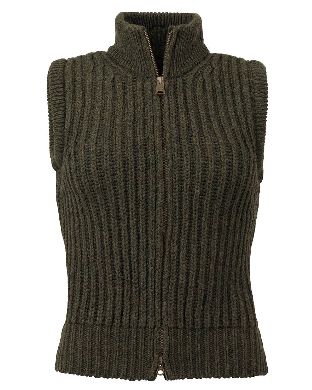 Olive Coloured Laksen Elgin Bodywarmer Vest On A White Background