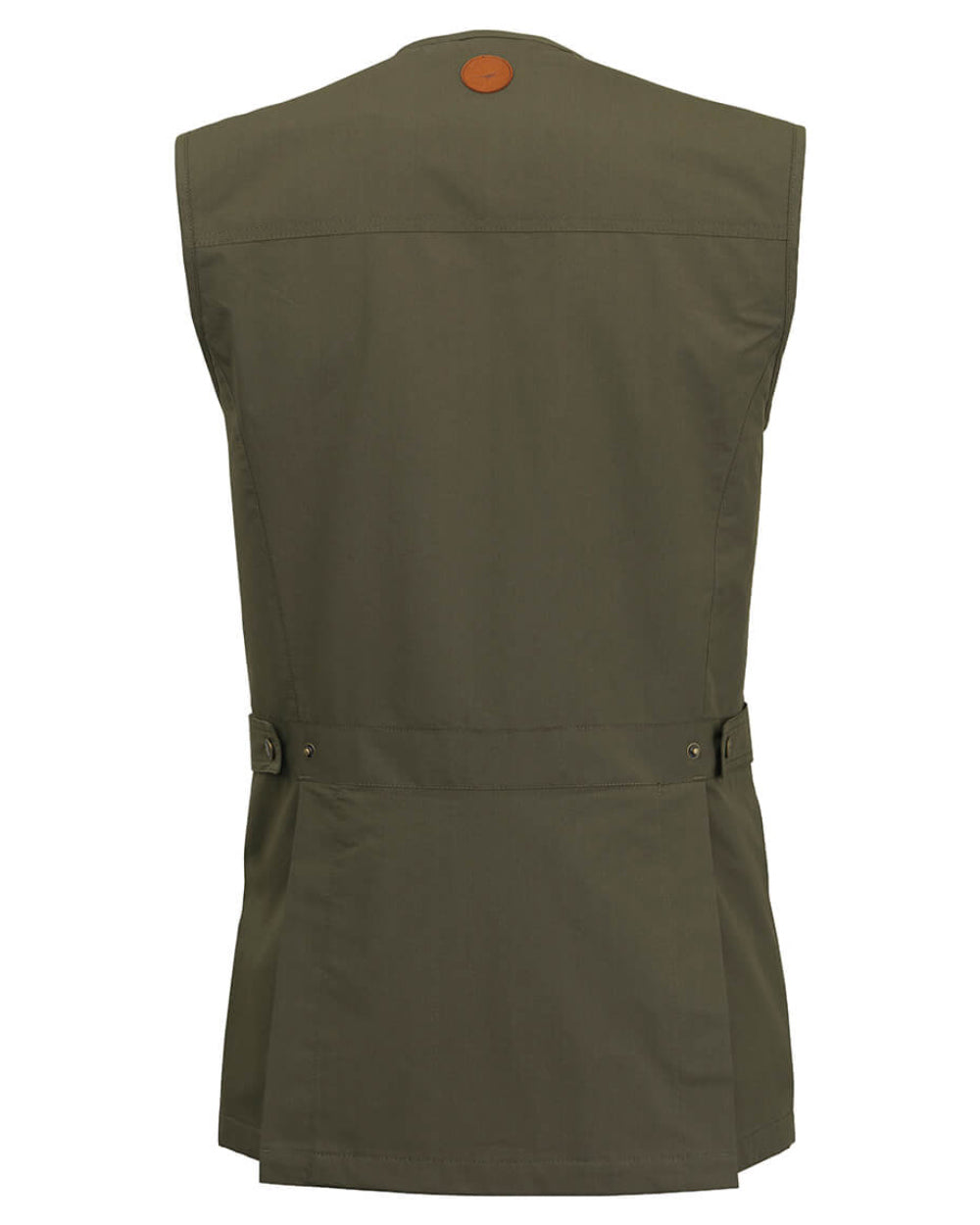 Olive Coloured Laksen Marsh Shooting Vest On A White Background