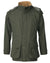 Olive Coloured Laksen Merlin Ventile Shooting Coat On A White Background #colour_olive