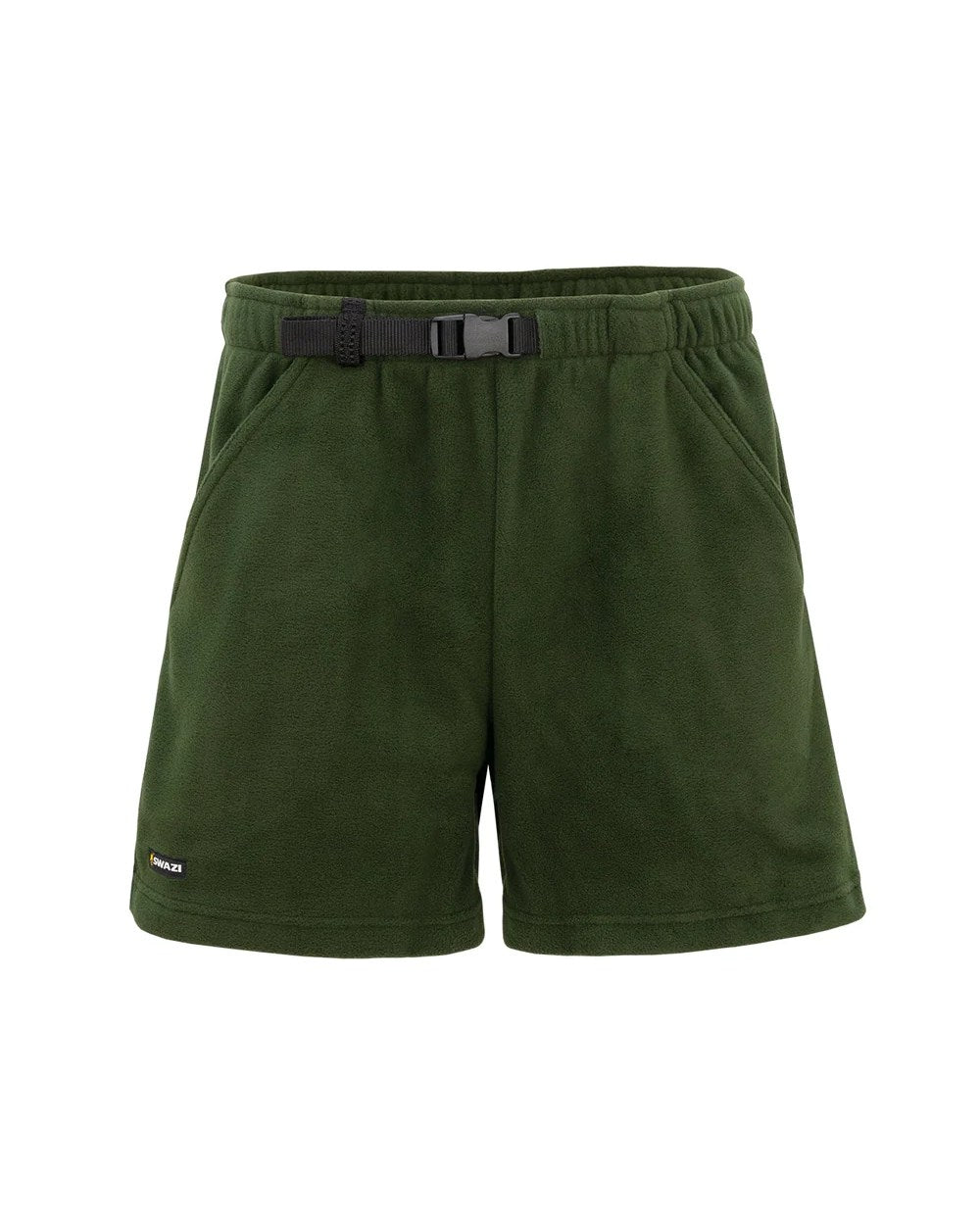 Olive Coloured Swazi Micro Dribacks Shorts On A White Background 