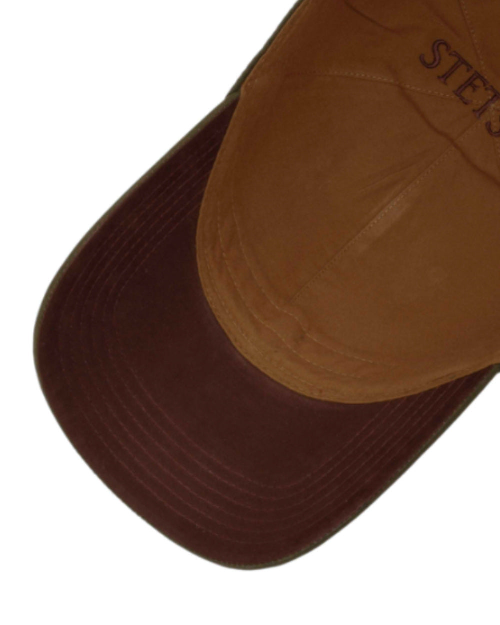 Olive Coloured Stetson Waxed Cotton Baseball Cap On A White Background 