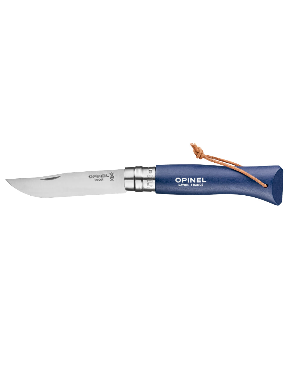 Dark Blue coloured Opinel Colorama Trekking Knife on white background 
