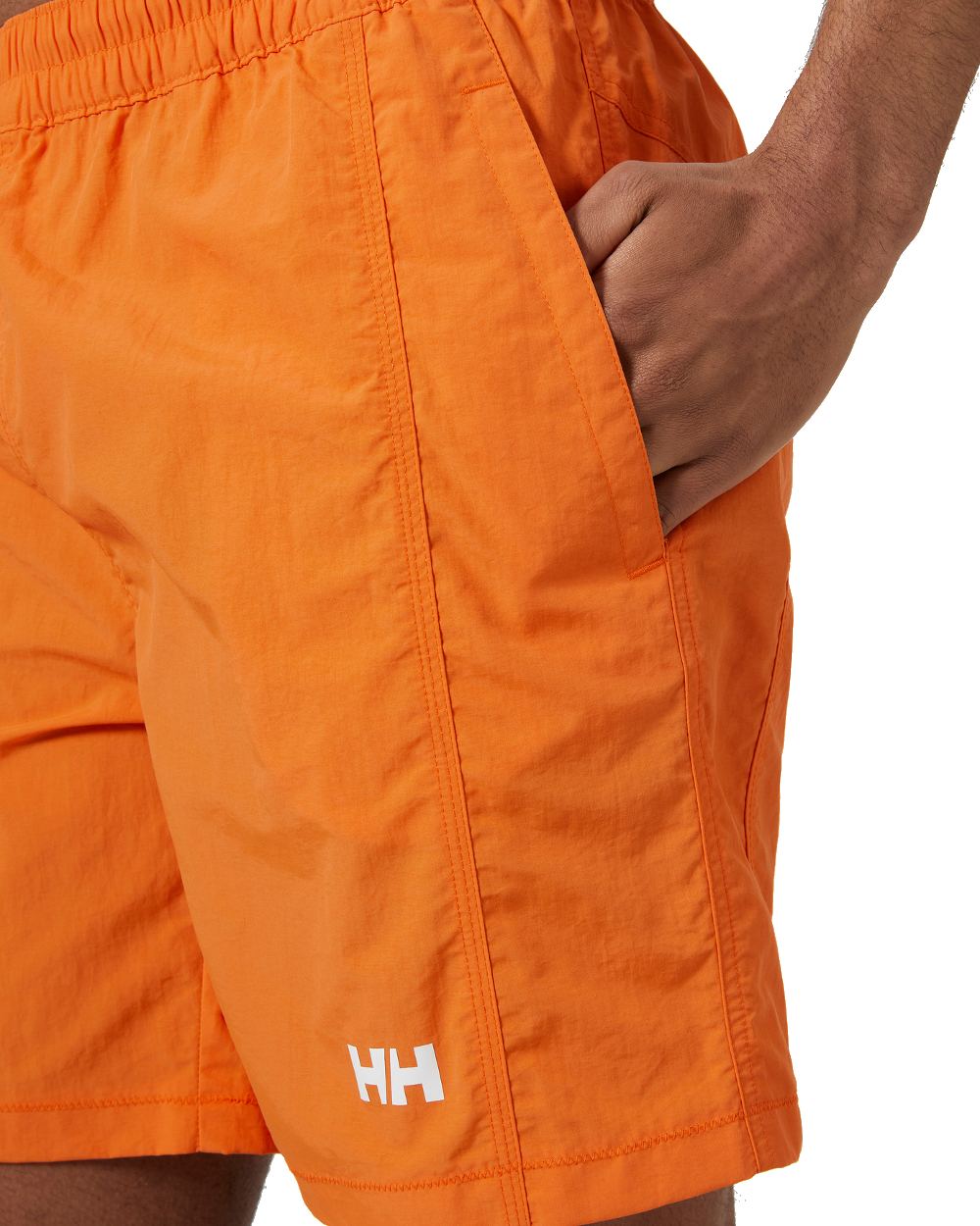 Poppy Orange coloured Helly Hansen Mens Calshot Trunks on a white background 