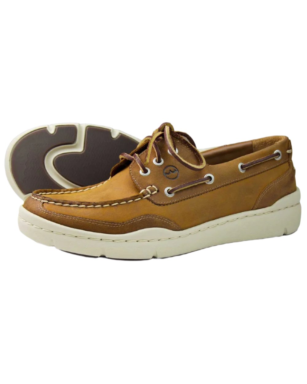 Sand Coloured Orca Bay Abersoch Mens Deck Shoes on white background 
