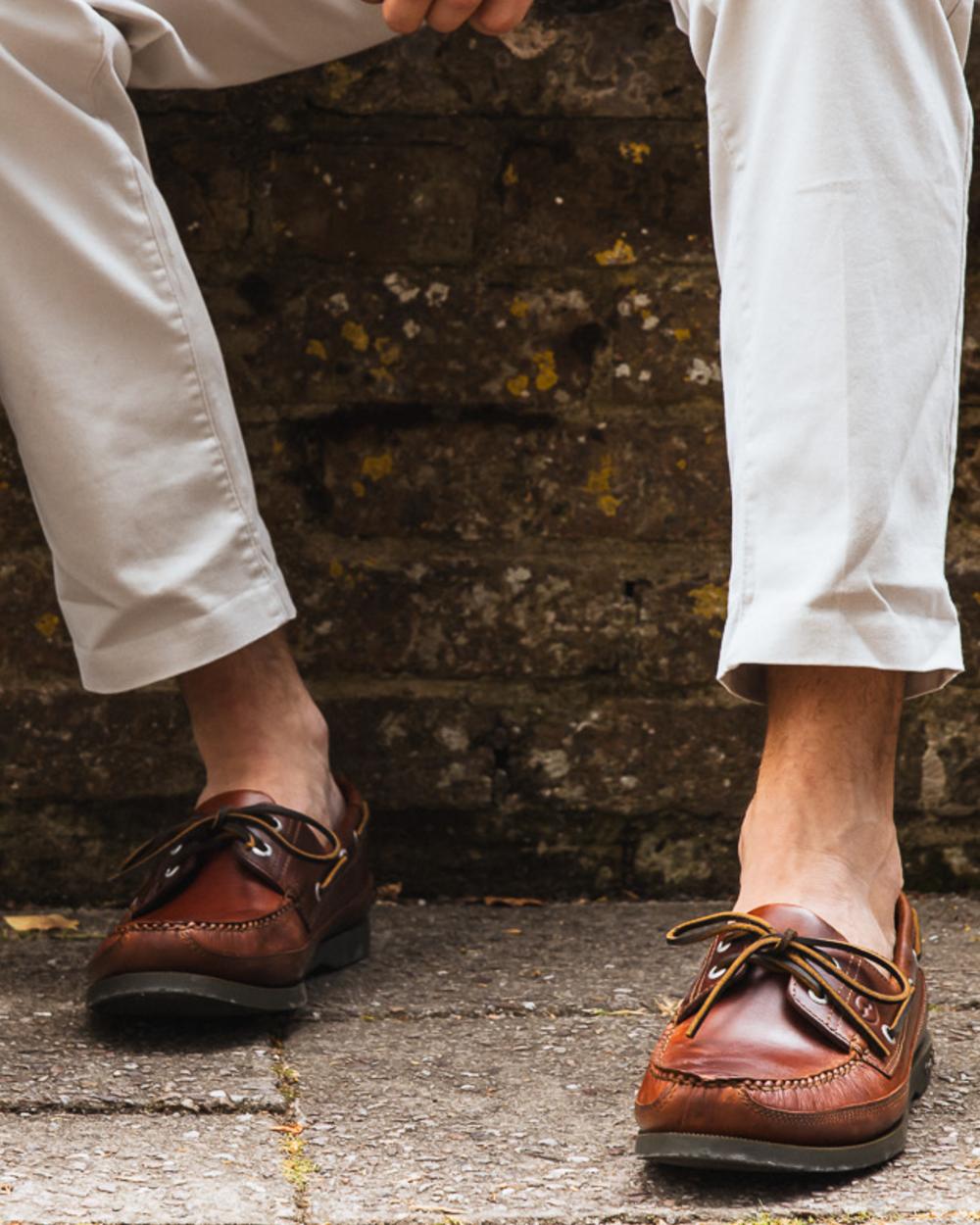 Elk Coloured Orca Bay Augusta Mens Deck Shoes On A Street Background 
