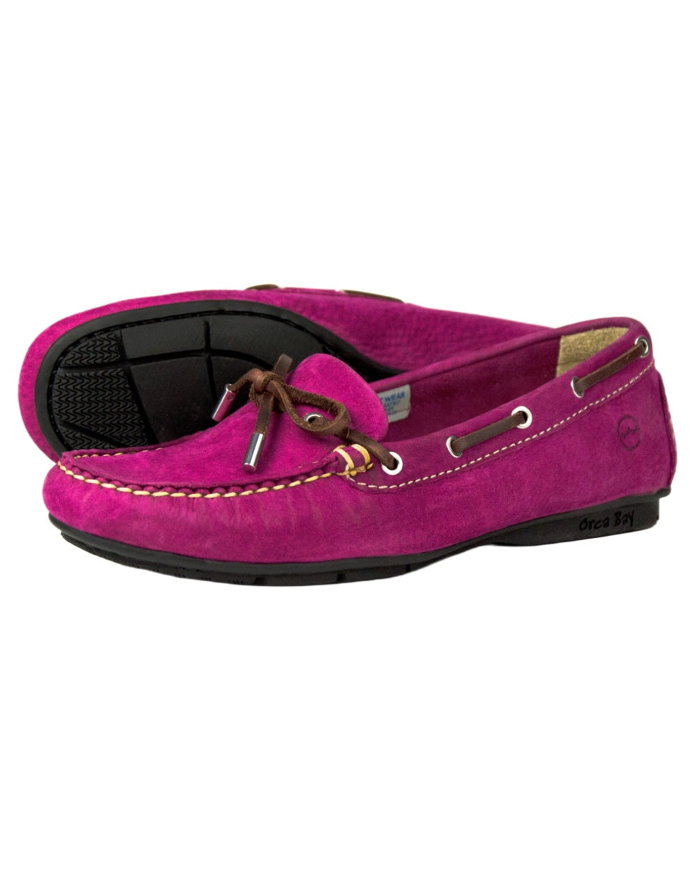 Deep Pink Coloured Orca Bay Ballena Womens Loafers On A White Background 