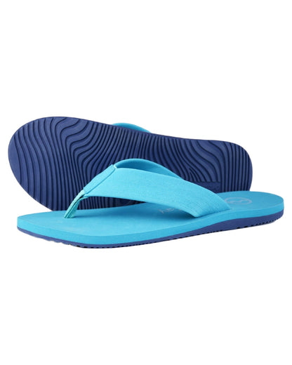 Aqua coloured Orca Bay Bude Flip Flops on white background 