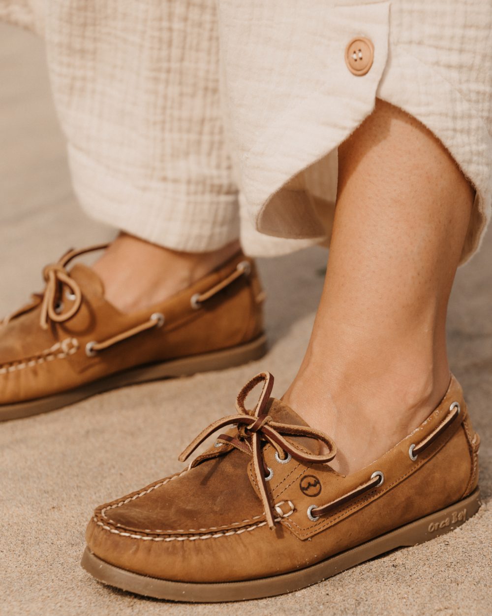 Havana Coloured Orca Bay Creek Womens Deck Shoes On A Outdoor Background 