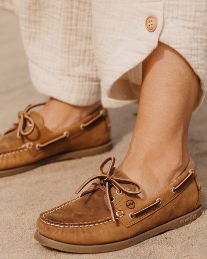 Sand Coloured Orca Bay Creek Womens Deck Shoes On A Outdoor Background 