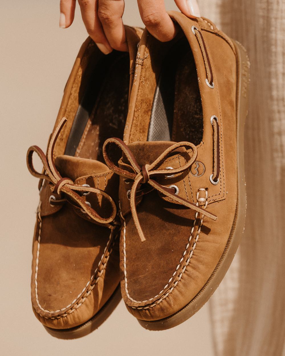 Sand Coloured Orca Bay Creek Womens Deck Shoes On A Outdoor Background 
