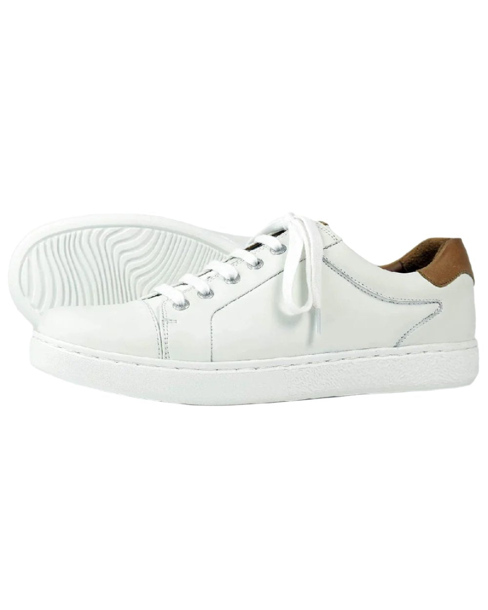 White Tan Coloured Orca Bay Mens Belgravia Trainers on white background 