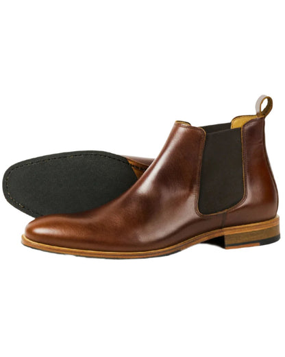 Brown Pull Up Coloured Orca Bay Mens Brompton Chelsea Boots on white background 