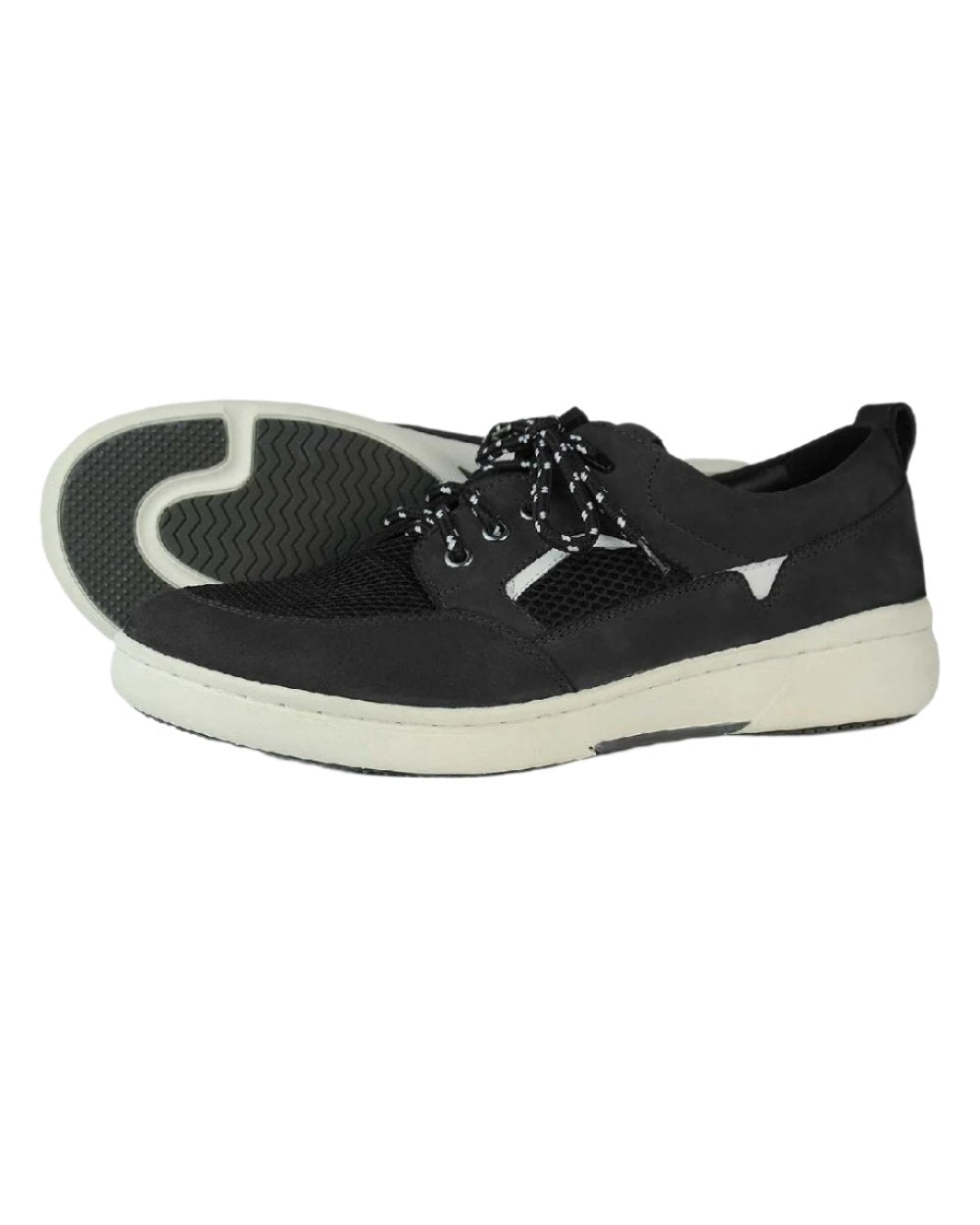 Black Coloured Orca Bay Mens Clipper Deck Shoes on white background 