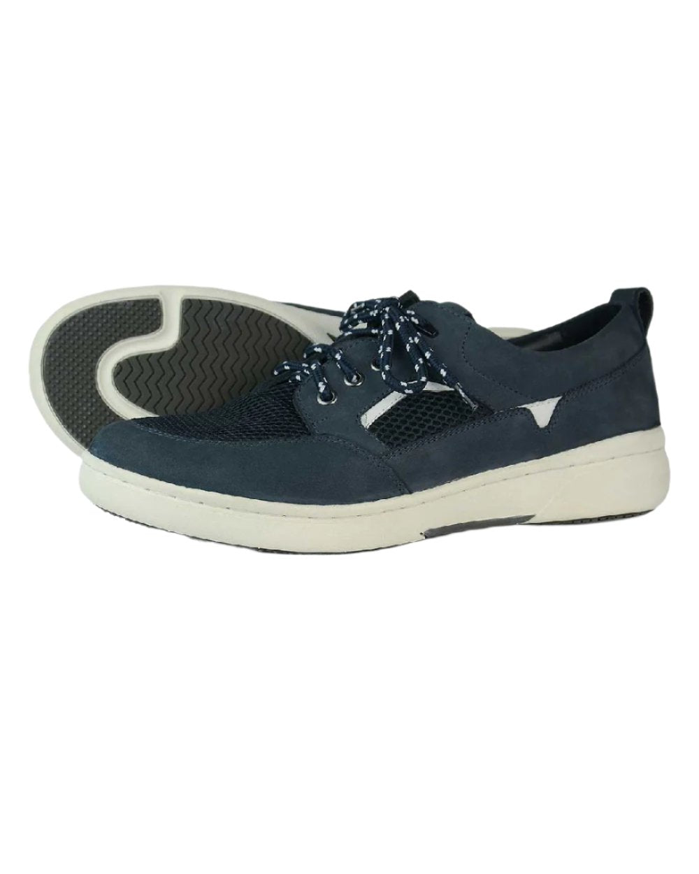 Navy Coloured Orca Bay Mens Clipper Deck Shoes on white background 