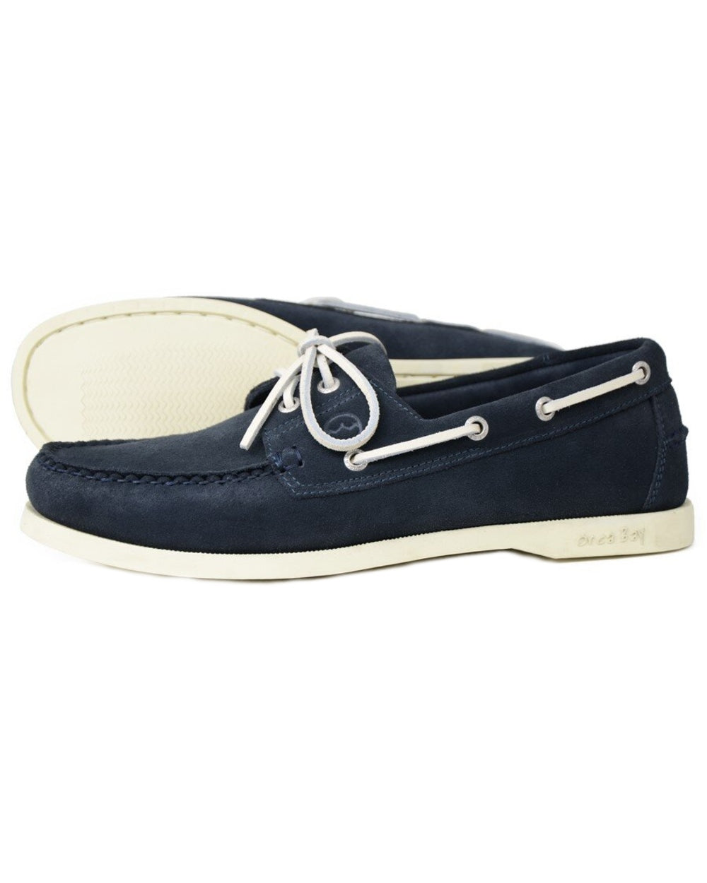 Navy Suede Coloured Orca Bay Mens Maine Deck Shoes on white background 
