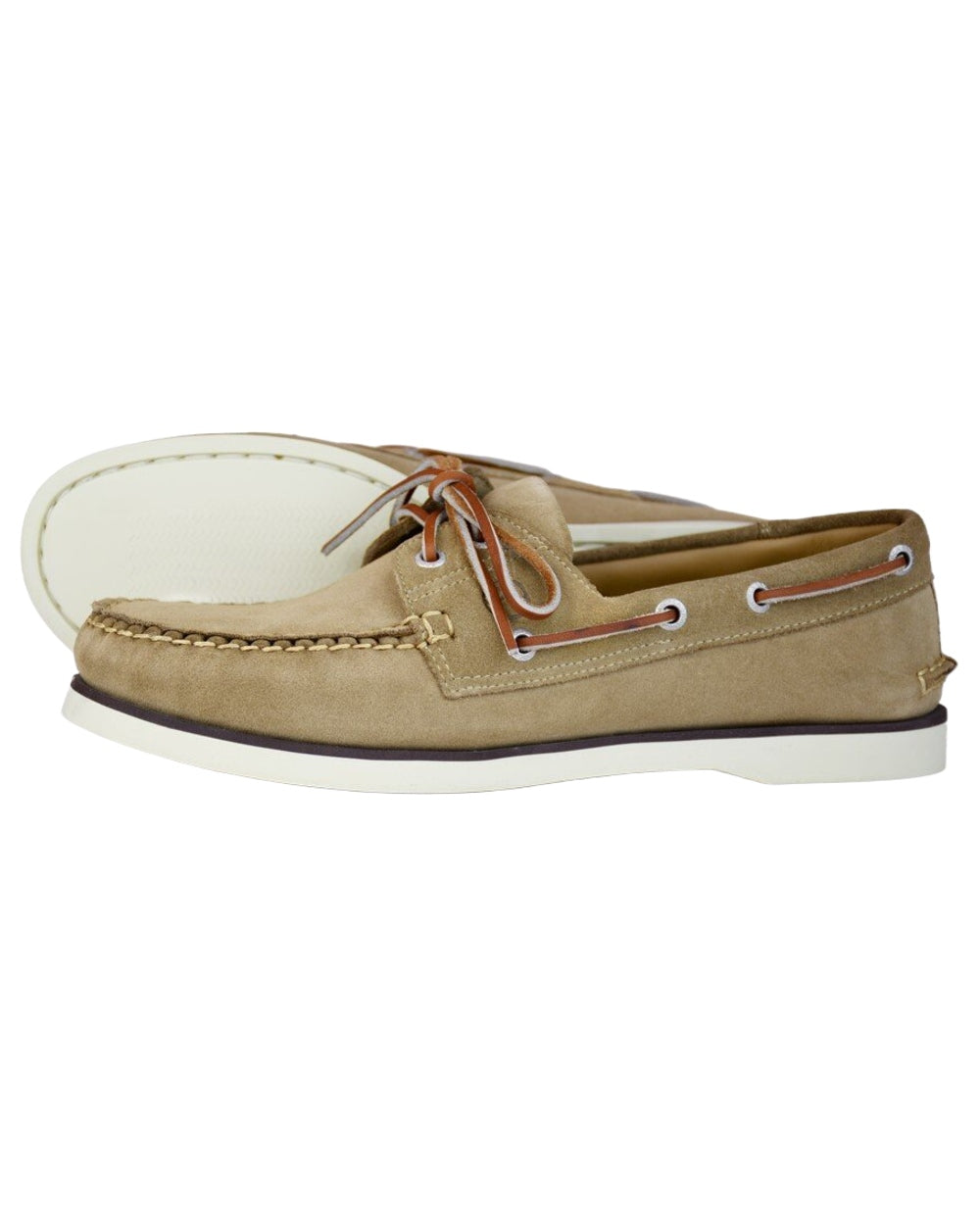 Taupe Suede Coloured Orca Bay Mens Portland Premium Ocean Gold Shoes on white background 