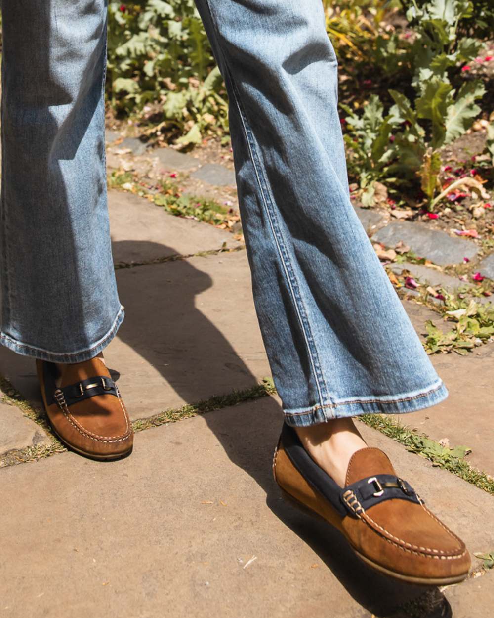 Sand Navy Coloured Orca Bay Verona Womens Loafers On A Outdoor Background 