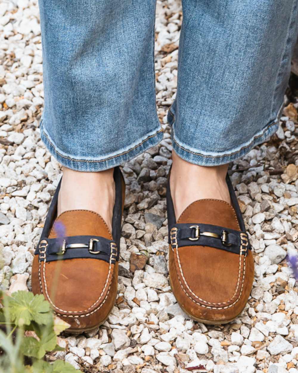 Sand Navy Coloured Orca Bay Verona Womens Loafers On A Outdoor Background 