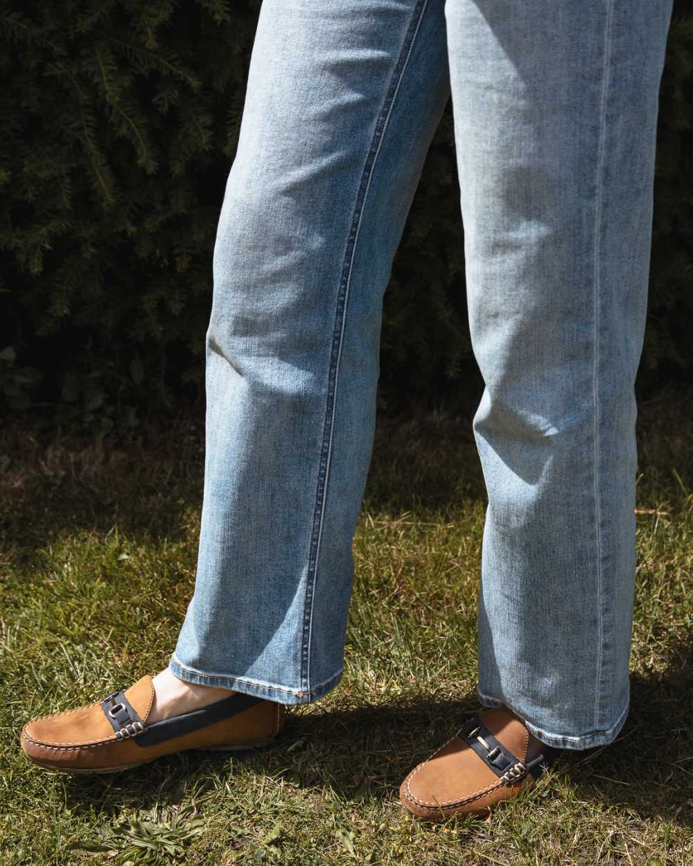 Sand Navy Coloured Orca Bay Verona Womens Loafers On A Outdoor Background 