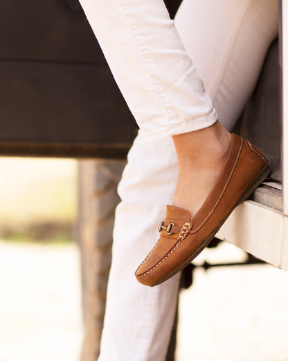 Sand Coloured Orca Bay Verona Womens Loafers On A Outdoor Background 