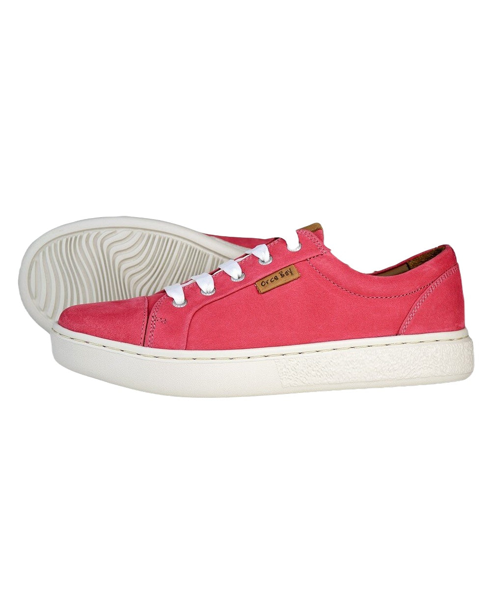 Raspberry coloured Orca Bay Womens Mayfair Trainers on white background 