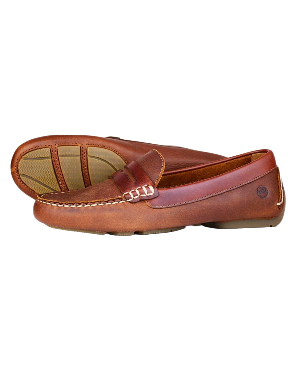 Havana Saddle coloured Orca Bay Womens Richmond Loafers on white background 
