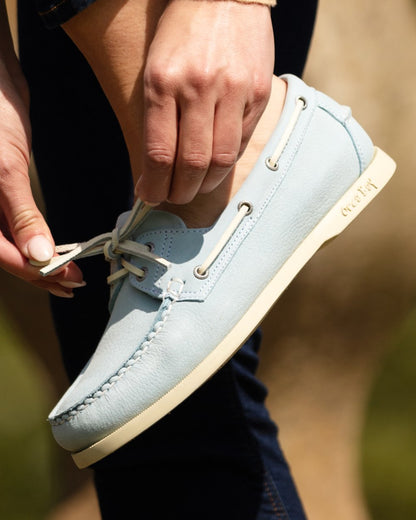 Ice coloured Orca Bay Womens Sandusky Deck Shoes on outdoor background 