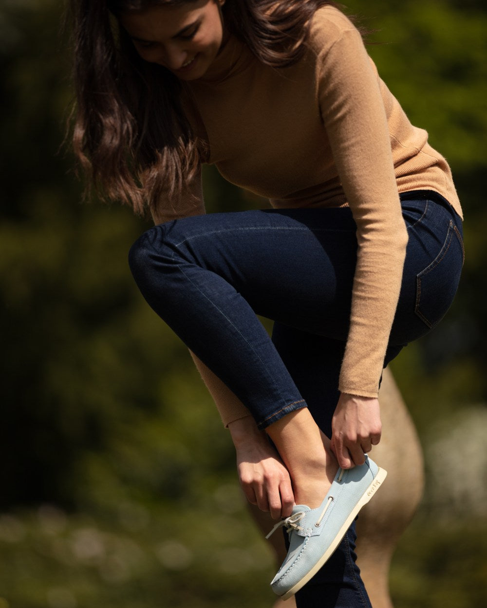 Ice coloured Orca Bay Womens Sandusky Deck Shoes on outdoor background 