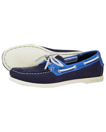 Indigo Blue coloured Orca Bay Womens Sandusky Deck Shoes on white background 