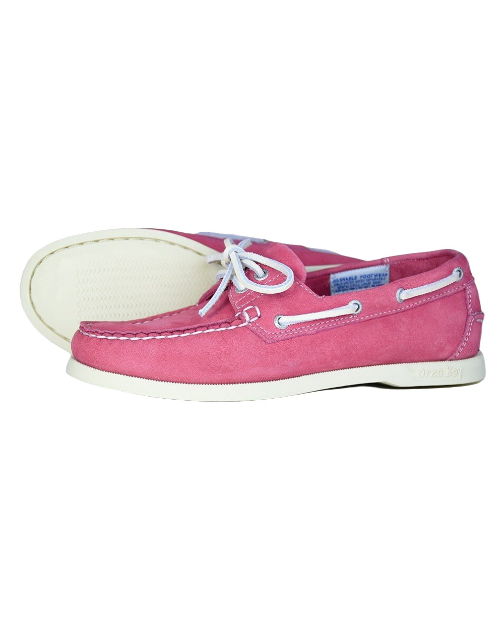 Raspberry coloured Orca Bay Womens Sandusky Deck Shoes on white background 