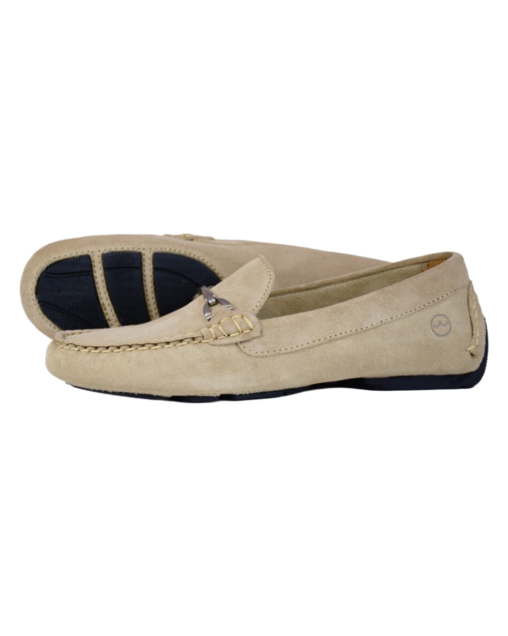 Taupe coloured Orca Bay Womens Sorrento Loafers on white background 