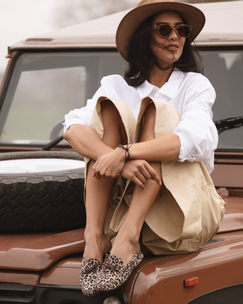 Leopard coloured Orca Bay Womens Vienna Loafers on outdoor background 