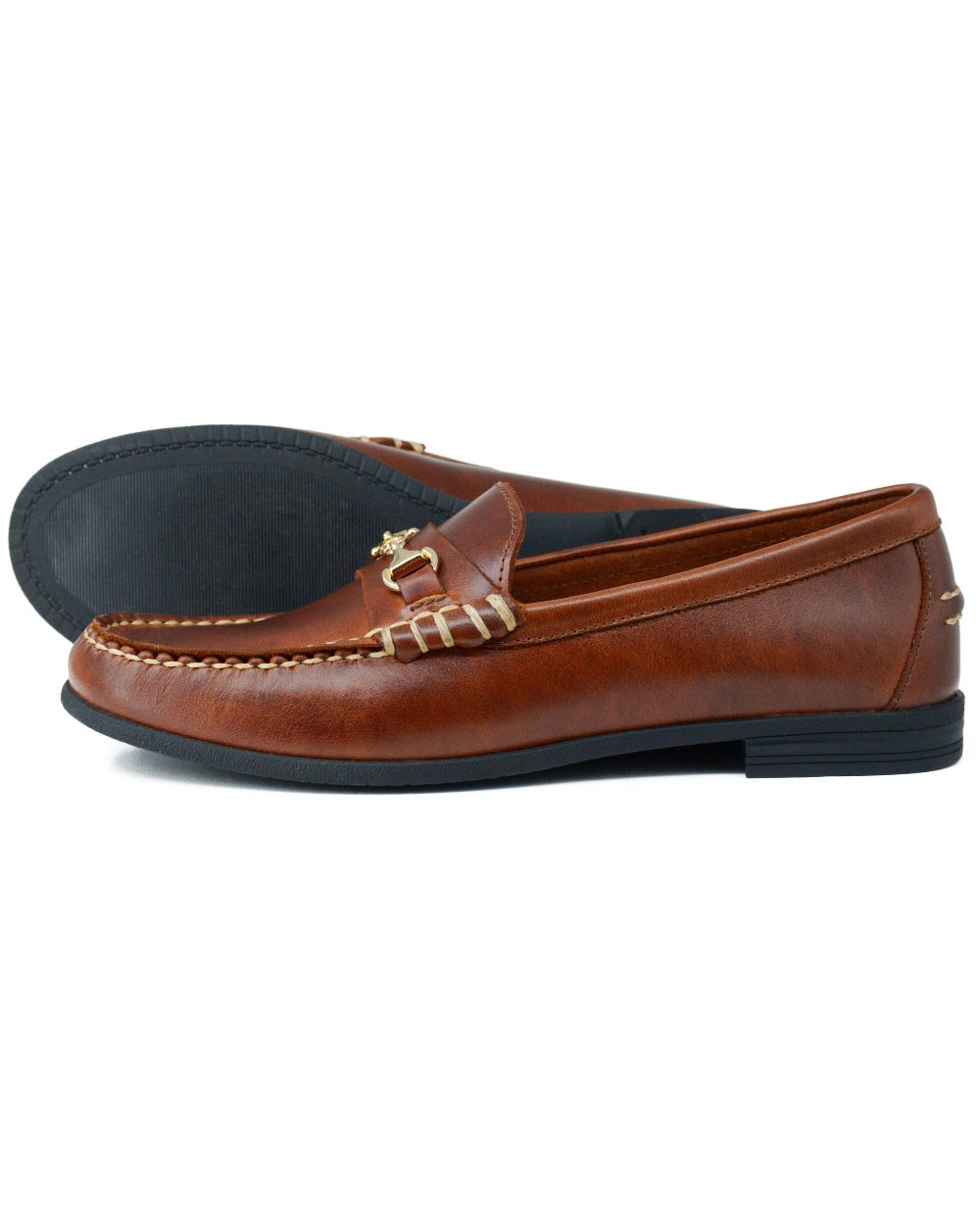 Saddle coloured Orca Bay Womens Zurich Loafers on white background 
