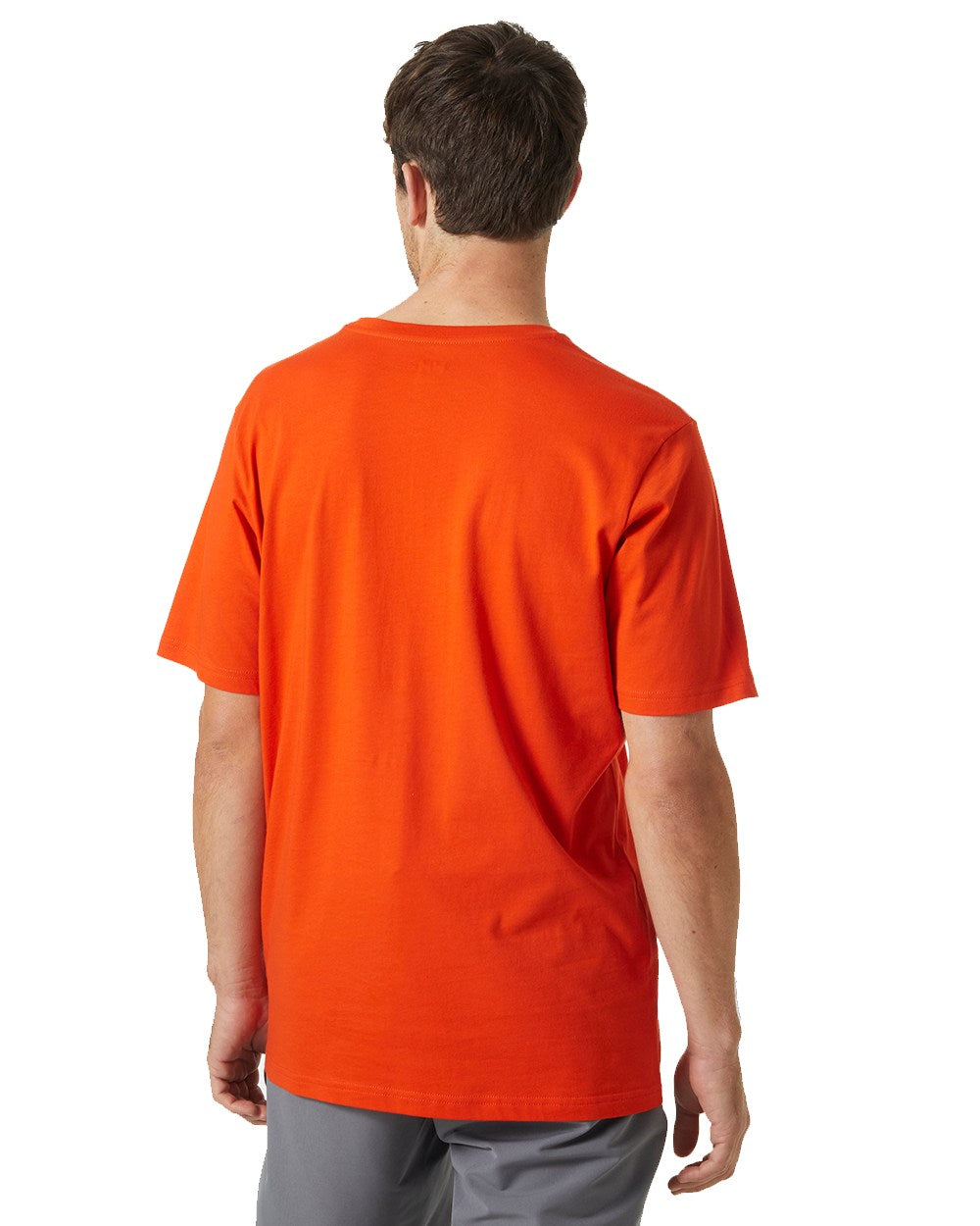 Patrol Orange Coloured Helly Hansen Mens Logo T-Shirt On A White Background 