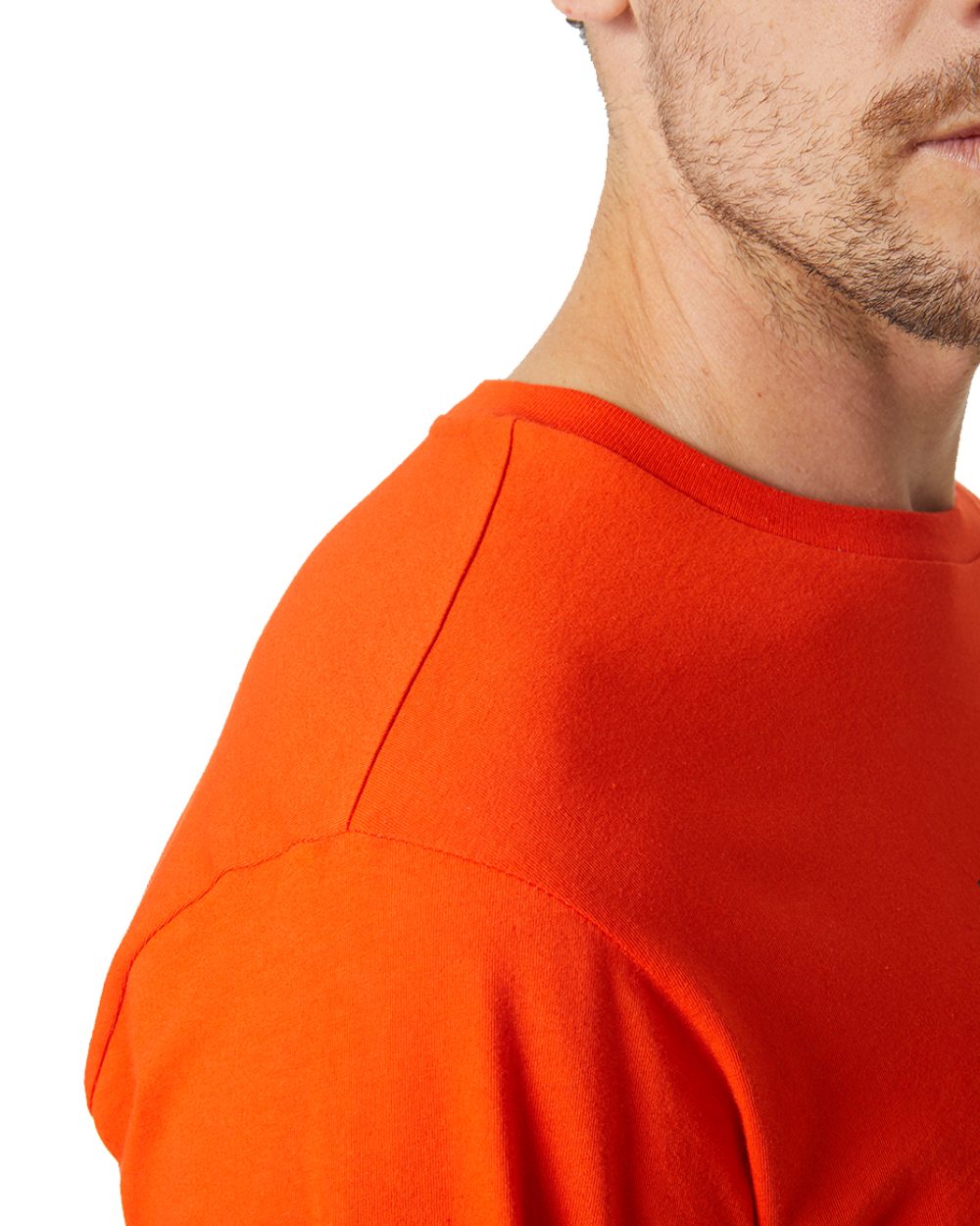 Patrol Orange Coloured Helly Hansen Mens Logo T-Shirt On A White Background 