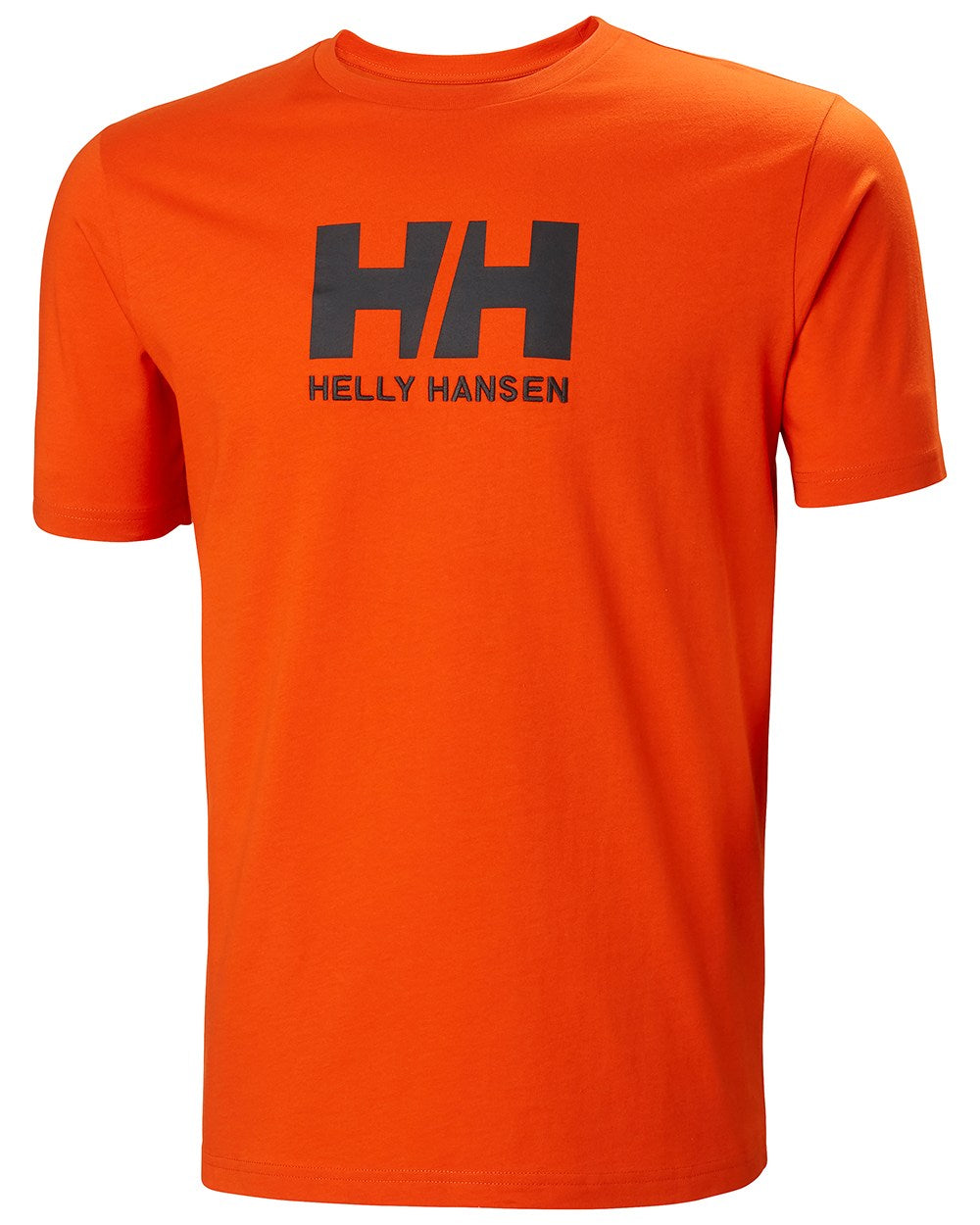 Patrol Orange Coloured Helly Hansen Mens Logo T-Shirt On A White Background 