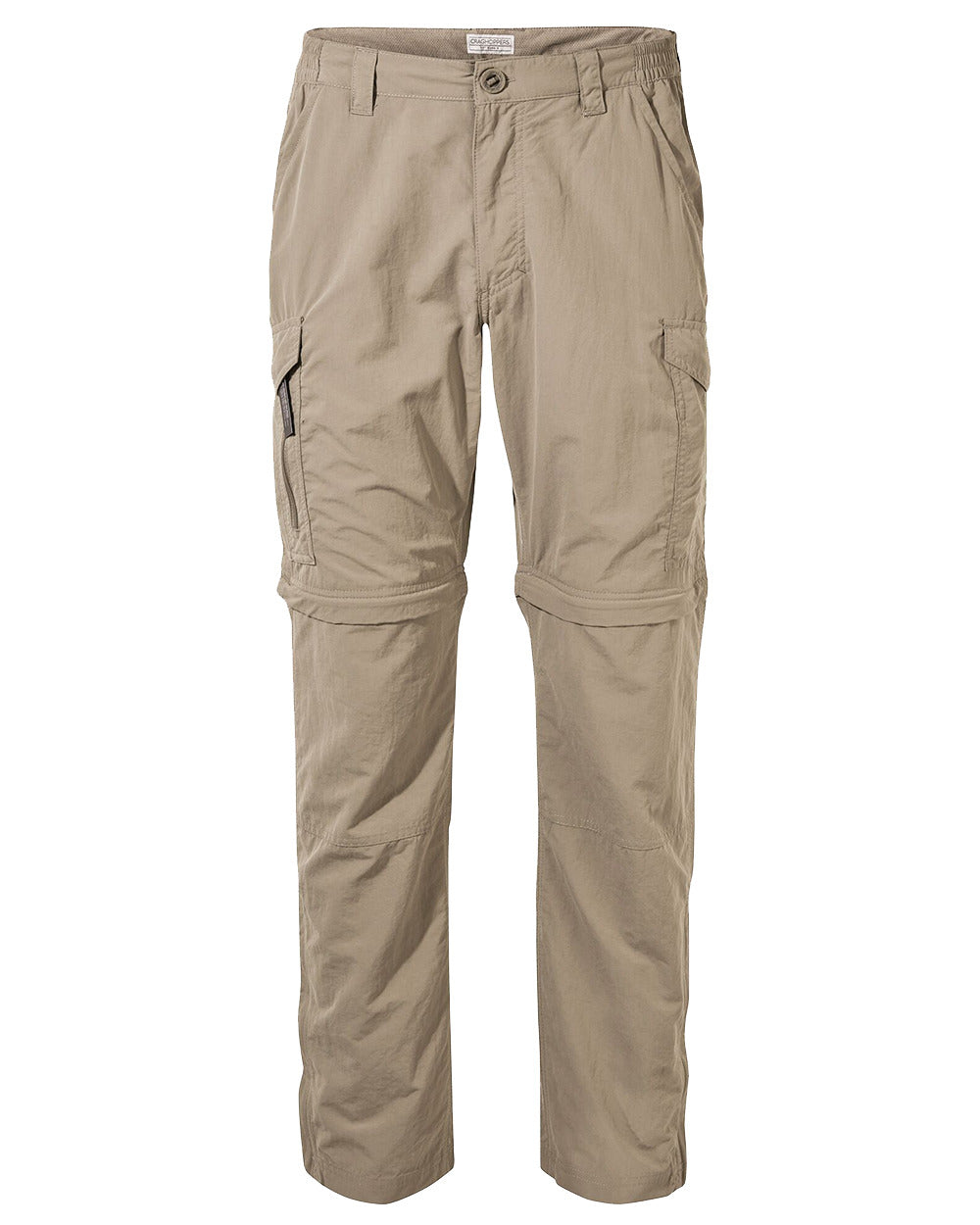 Pebble Coloured Craghoppers Mens NosiLife Convertible II Trousers On A White Background 