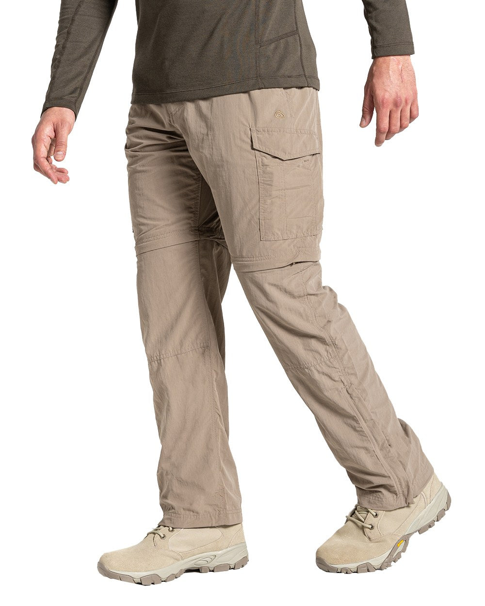 Pebble Coloured Craghoppers Mens NosiLife Convertible II Trousers On A White Background 