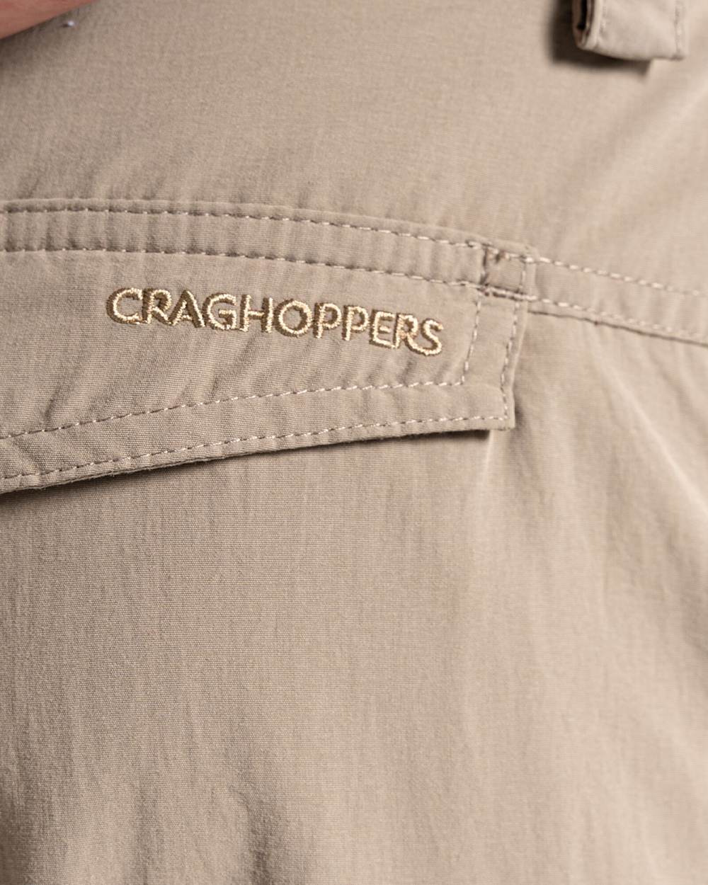 Pebble Coloured Craghoppers Mens NosiLife Convertible II Trousers On A White Background 