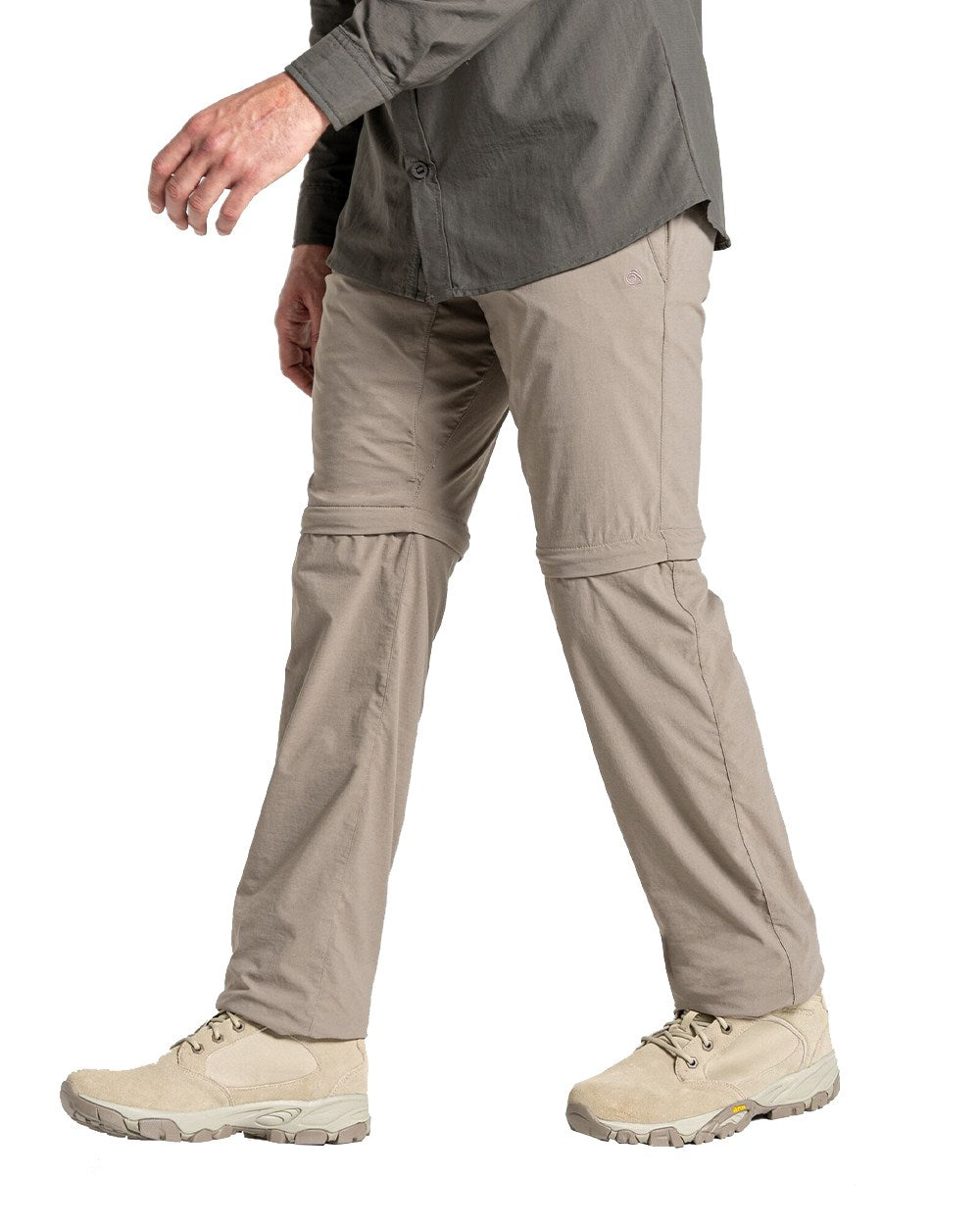 Pebble Coloured Craghoppers Mens NosiLife Pro Convertible II Trousers On A White Background