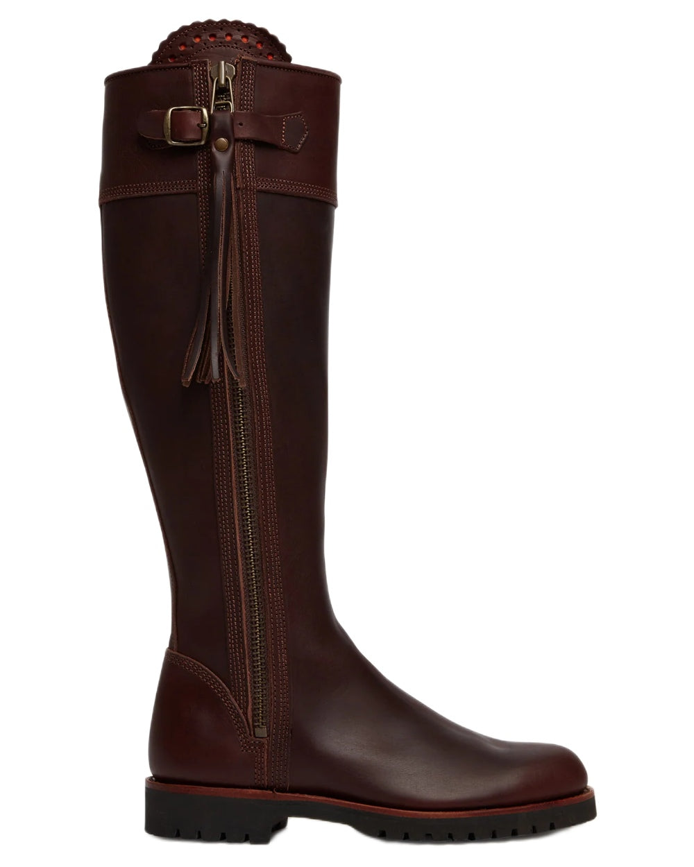 Conker coloured Penelope Chilvers Womens Long Tassel Boots on white background 