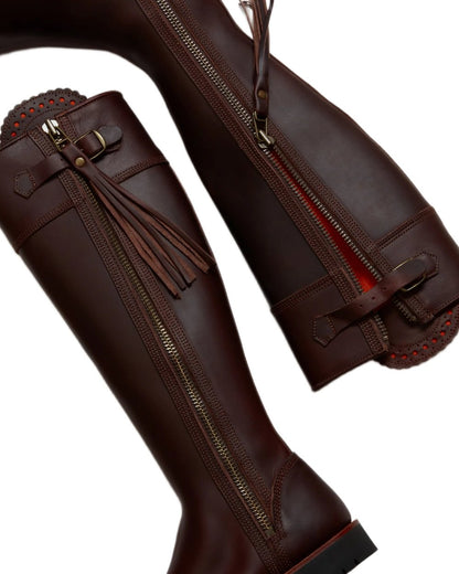 Conker coloured Penelope Chilvers Womens Long Tassel Boots on white background 