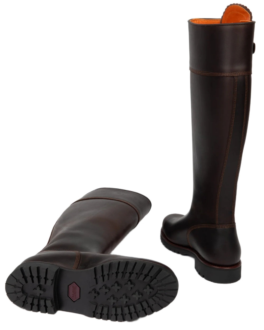 Conker coloured Penelope Chilvers Womens Long Tassel Boots on white background 