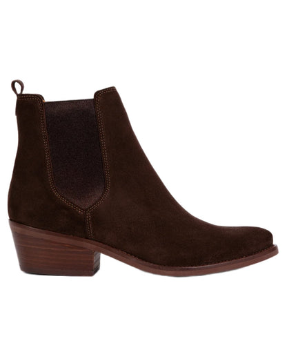 Bitter Chocolate coloured Penelope Chilvers Womens Rove Suede Boots on white background 