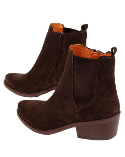 Bitter Chocolate coloured Penelope Chilvers Womens Rove Suede Boots on white background 