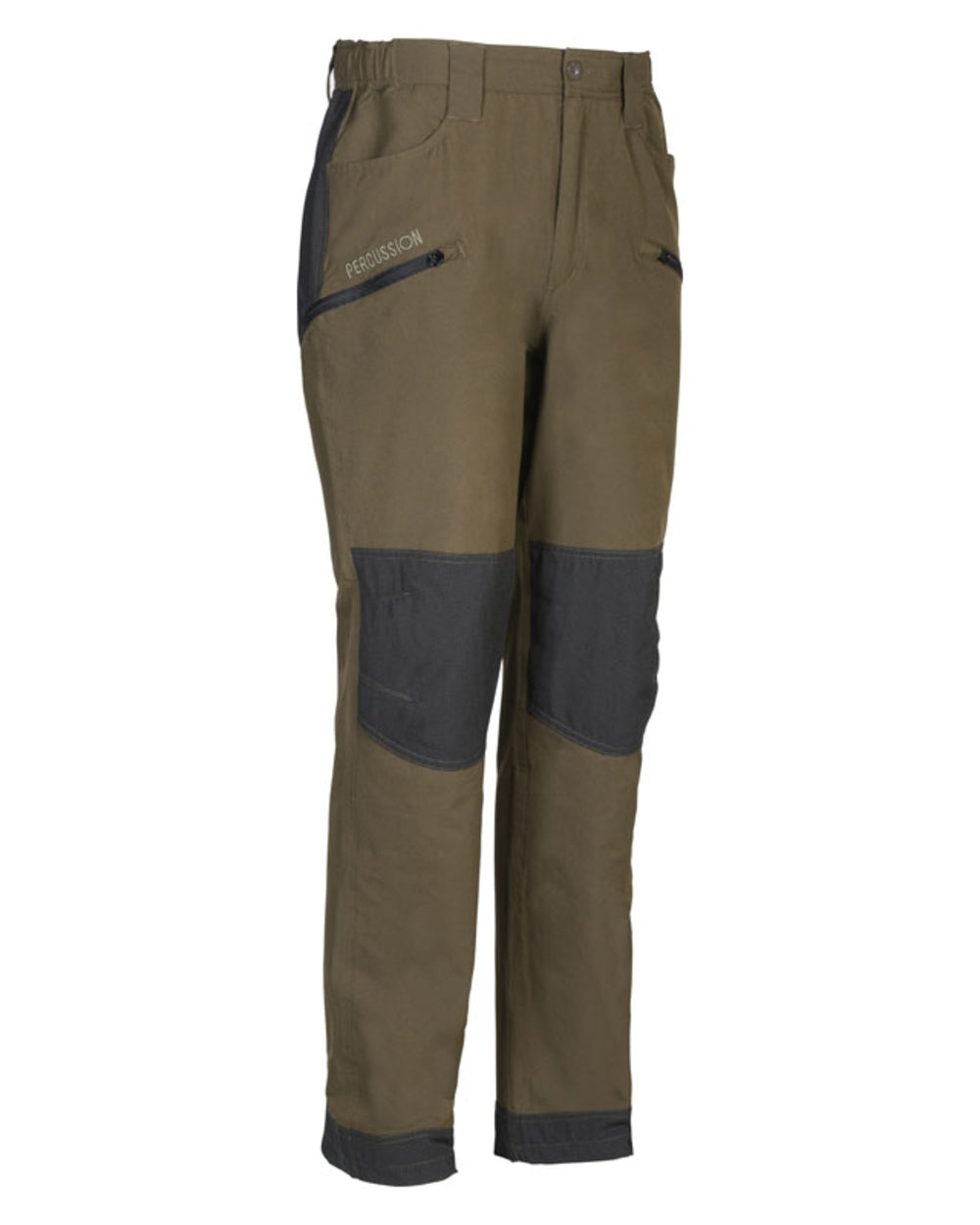 Khaki coloured Percusion Mens Hyperstretch Evo Trousers on white background 