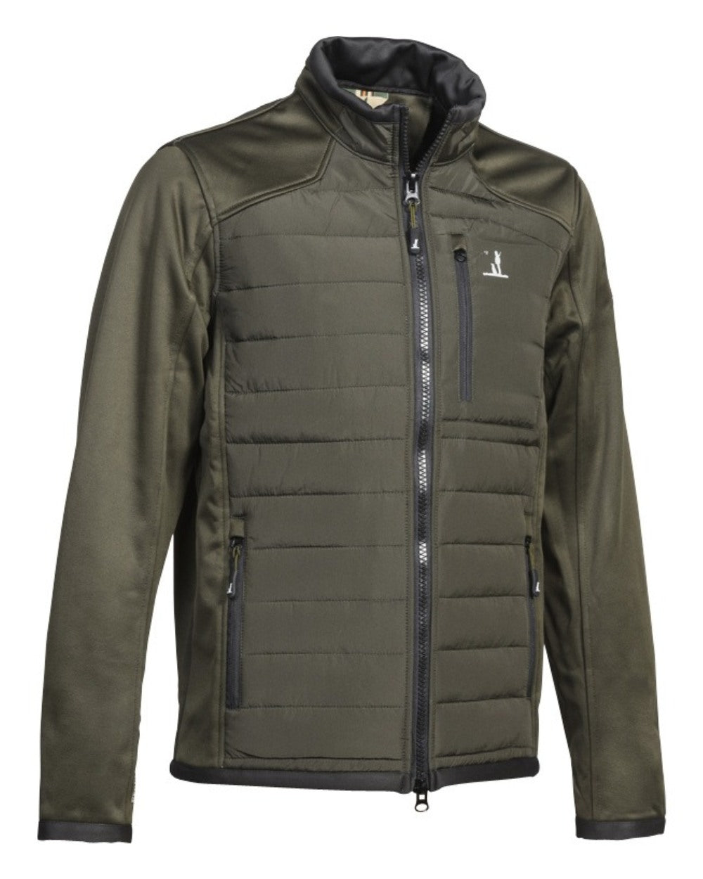 Khaki coloured Percussion 25th Anniversary Hybrid Jacket on white background 
